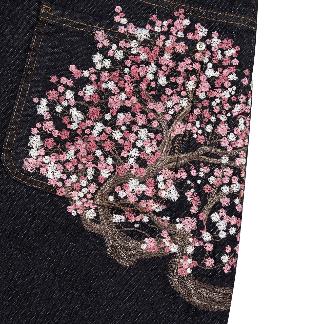 Cherry Blossom Embroidery Jeans
