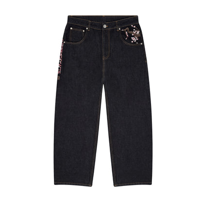 Cherry Blossom Embroidery Jeans