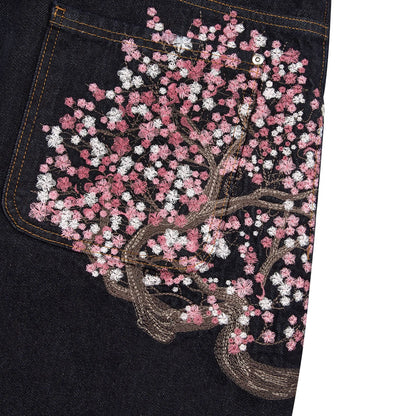 Cherry Blossom Embroidery Jeans