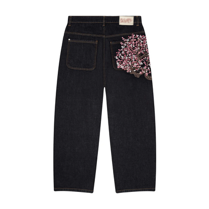 Cherry Blossom Embroidery Jeans